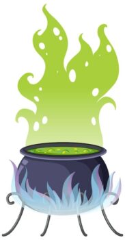 Free Vector | Witch potion pot with green smoke