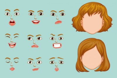 Free Vector | Woman faces with different expressions