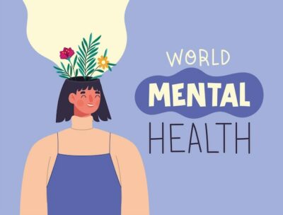 Free Vector | World mental health card with a woman
