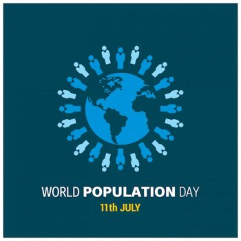 Free Vector | World population day design with people around globe