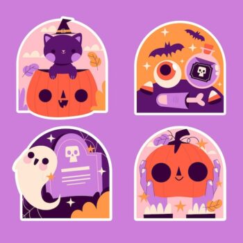 Free Vector | Naive halloween stickers collection