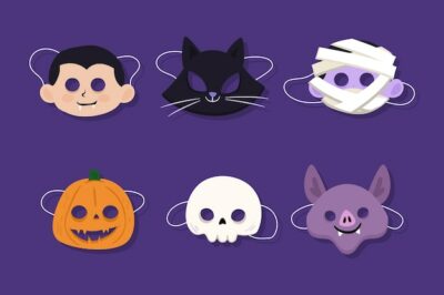 Free Vector | Flat halloween mask elements collection