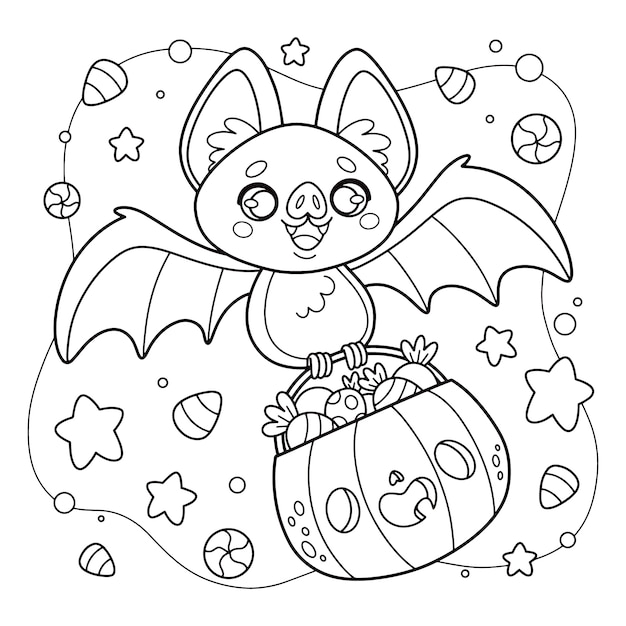 Free Vector | Halloween celebration coloring page illustration