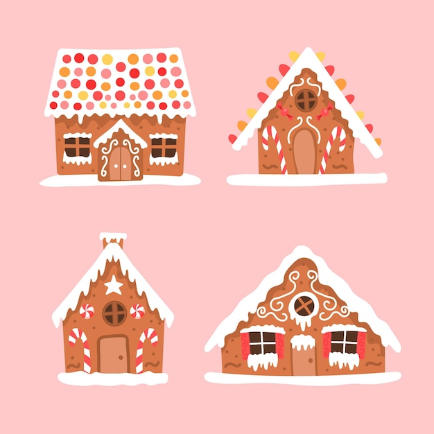 Free Vector | Hand drawn gingerbread house collection