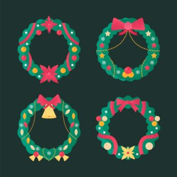 Free Vector | Christmas flower & wreath collection in flat design