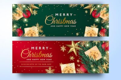 Free Vector | Christmas sale banner pack