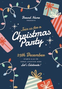 Free Vector | Flat christmas party vertical poster template