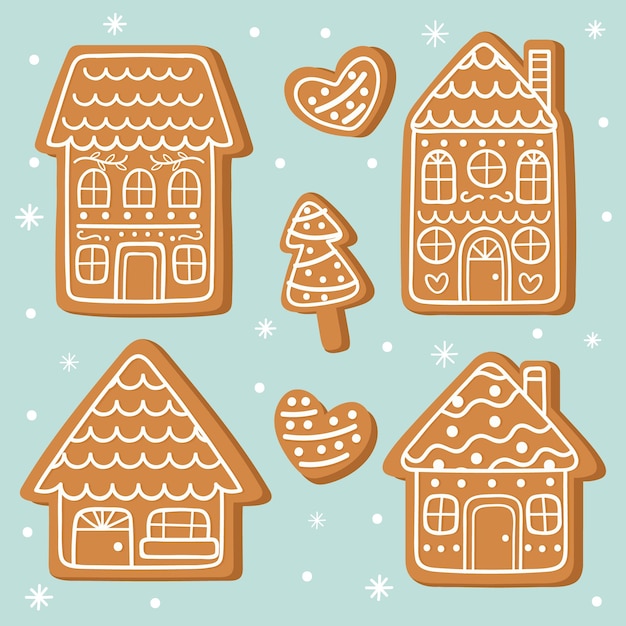 Free Vector | Hand drawn gingerbread house collection