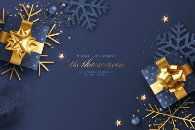 Free Vector | Blue and golden realistic christmas background