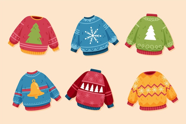 Free Vector | Hand drawn ugly sweater collection