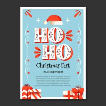 Free Vector | Flat christmas party vertical poster template