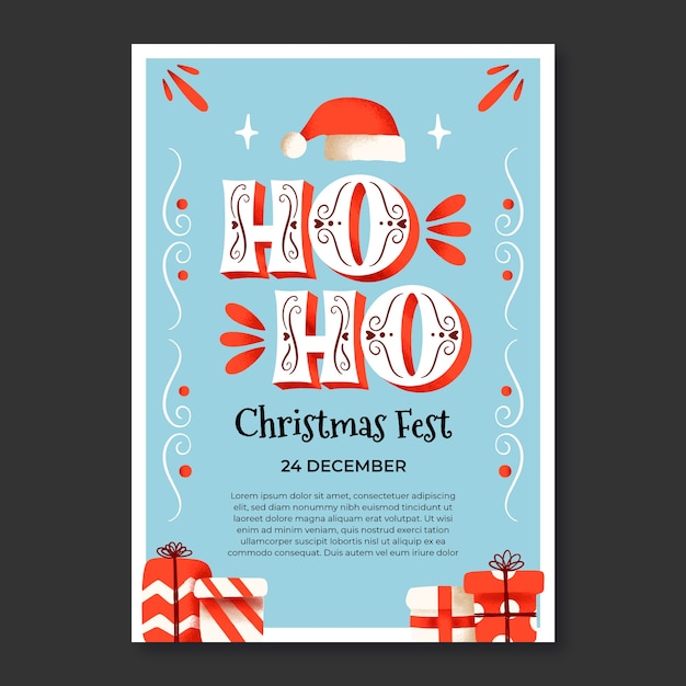 Free Vector | Flat christmas party vertical poster template