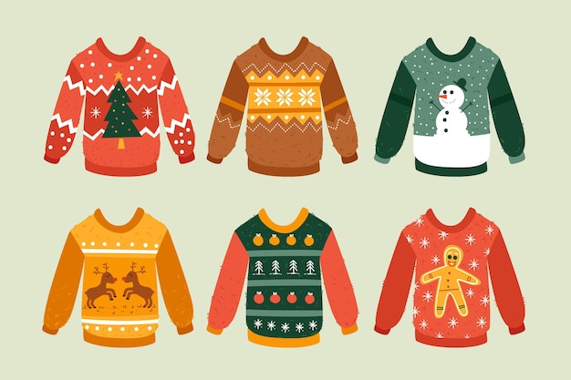 Free Vector | Hand drawn ugly sweater collection