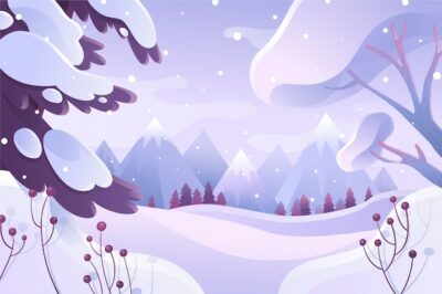Free Vector | Gradient winter landscape