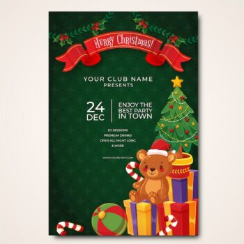 Free Vector | Flat christmas toy drive vertical poster template