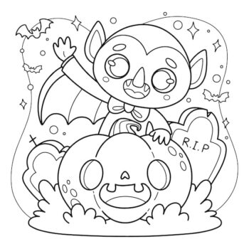 Free Vector | Halloween celebration coloring page illustration