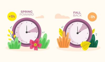 Free Vector | Flat spring forward / fall back illustration