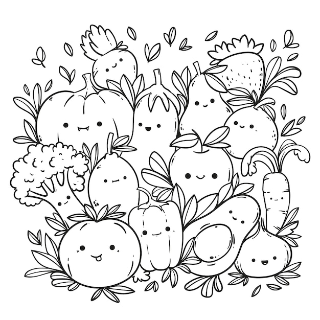 Free Vector | Hand drawn kawaii coloring book illustration