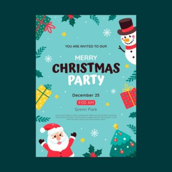 Free Vector | Flat christmas invitation template