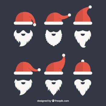 Free Vector | Pack of santa claus hats and beard in flat design