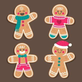 Free Vector | Hand drawn gingerbread man cookie collection