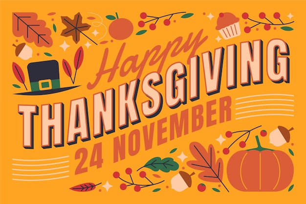 Free Vector | Flat thanksgiving text illustration