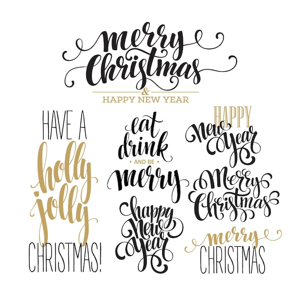 Free Vector | Merry christmas lettering design set. vector illustration eps10