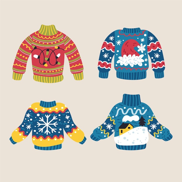 Free Vector | Hand drawn ugly sweater collection