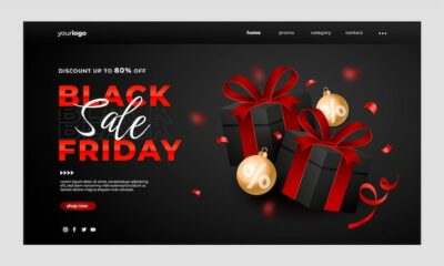 Free Vector | Realistic black friday landing page template