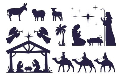 Free Vector | Flat christmas nativity scene silhouette