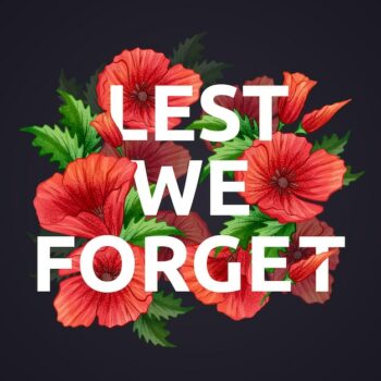Free Vector | Lest we forget phrase on red flowers