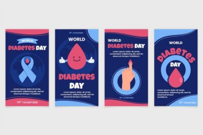 Free Vector | Hand drawn flat world diabetes day instagram stories collection