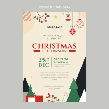 Free Vector | Flat christmas invitation template