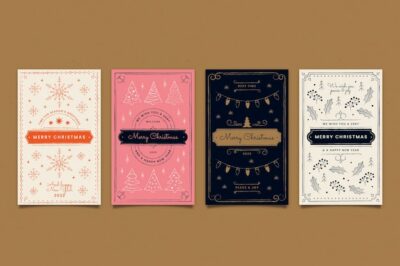 Free Vector | Hand drawn ornamental christmas cards collection
