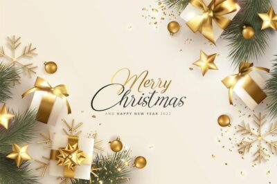 Free Vector | Merry christmas realistic background with presents and ornaments