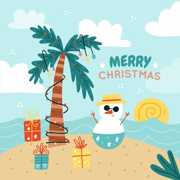 Free Vector | Hand drawn flat summer christmas illustration