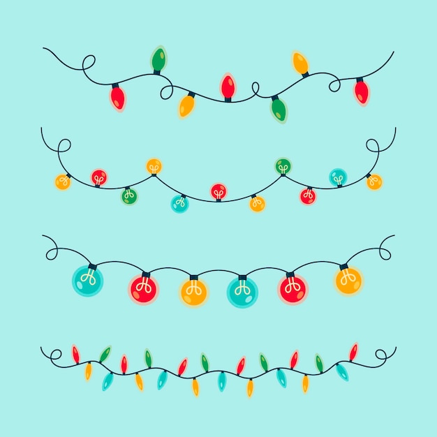 Free Vector | Hand drawn flat christmas lights collection