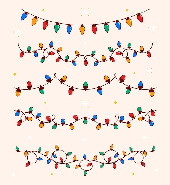 Free Vector | Hand drawn flat christmas lights collection