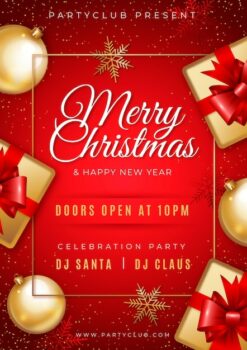 Free Vector | Realistic christmas party poster template