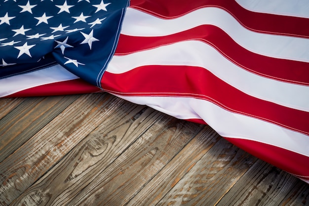 Free Photo | American flag on a dark wooden table