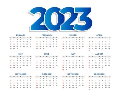 Free Vector | 2023 new year calendar background in minimal style
