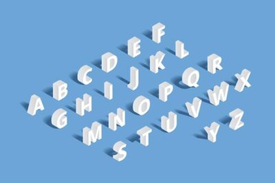 Free Vector | 3d isometric alphabet. design letter, typography abc set, character geometric typo sign