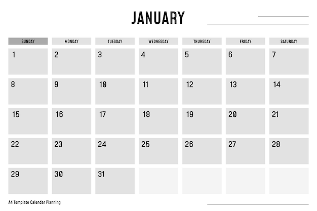 Free Vector | A4 template calendar planning january