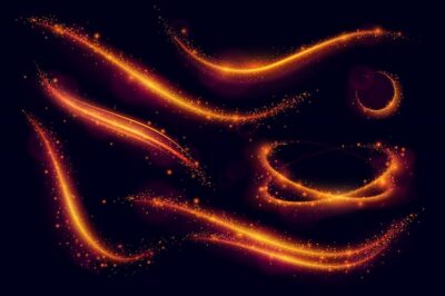 Free Vector | Abstract black  with various bright golden magic flying glitters realistic