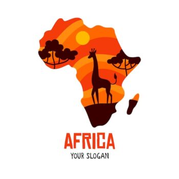 Free Vector | Africa map logo with giraffe