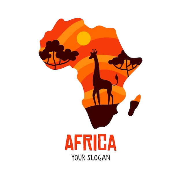 Free Vector | Africa map logo with giraffe