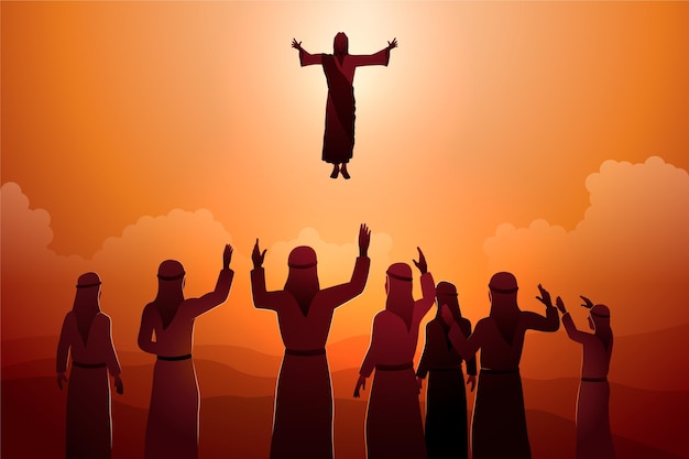 Free Vector | Ascension day illustration with jesus and followers