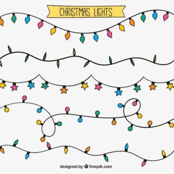 Free Vector | Assortment of hand drawn christmas string lights