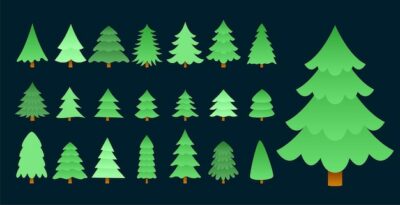 Free Vector | Big set of christmas tree design in different layout
