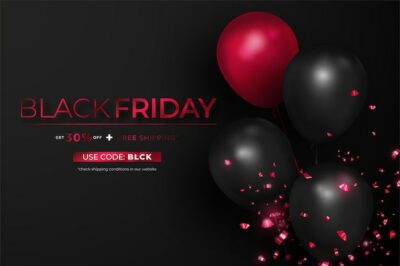Free Vector | Black friday realistic banner with balloons